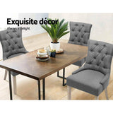 darrahopens Furniture > Dining Artiss Set of 2 Dining Chair CAYES French Provincial Chairs Wooden Fabric Retro Cafe