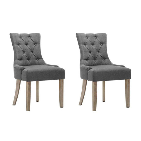 darrahopens Furniture > Dining Artiss Set of 2 Dining Chair CAYES French Provincial Chairs Wooden Fabric Retro Cafe
