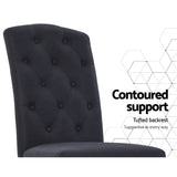 darrahopens Furniture > Dining Artiss Set of 2 Dining Chairs French Provincial Kitchen Cafe Fabric Padded High Back Pine Wood Grey