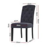 darrahopens Furniture > Dining Artiss Set of 2 Dining Chairs French Provincial Kitchen Cafe Fabric Padded High Back Pine Wood Grey