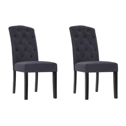 darrahopens Furniture > Dining Artiss Set of 2 Dining Chairs French Provincial Kitchen Cafe Fabric Padded High Back Pine Wood Grey
