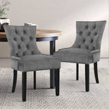 darrahopens Furniture > Dining Artiss Set of 2 Dining Chairs French Provincial Retro Chair Wooden Velvet Fabric Grey