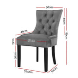 darrahopens Furniture > Dining Artiss Set of 2 Dining Chairs French Provincial Retro Chair Wooden Velvet Fabric Grey