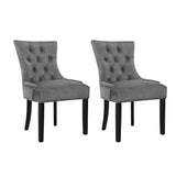 darrahopens Furniture > Dining Artiss Set of 2 Dining Chairs French Provincial Retro Chair Wooden Velvet Fabric Grey