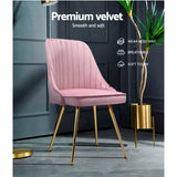 darrahopens Furniture > Dining Artiss Set of 2 Dining Chairs Retro Chair Cafe Kitchen Modern Iron Legs Velvet Pink
