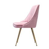 darrahopens Furniture > Dining Artiss Set of 2 Dining Chairs Retro Chair Cafe Kitchen Modern Iron Legs Velvet Pink