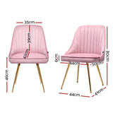 darrahopens Furniture > Dining Artiss Set of 2 Dining Chairs Retro Chair Cafe Kitchen Modern Iron Legs Velvet Pink