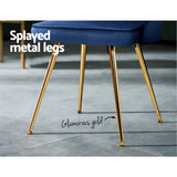 darrahopens Furniture > Dining Artiss Set of 2 Dining Chairs Retro Chair Cafe Kitchen Modern Metal Legs Velvet Blue