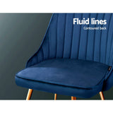 darrahopens Furniture > Dining Artiss Set of 2 Dining Chairs Retro Chair Cafe Kitchen Modern Metal Legs Velvet Blue