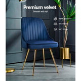 darrahopens Furniture > Dining Artiss Set of 2 Dining Chairs Retro Chair Cafe Kitchen Modern Metal Legs Velvet Blue