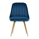 darrahopens Furniture > Dining Artiss Set of 2 Dining Chairs Retro Chair Cafe Kitchen Modern Metal Legs Velvet Blue