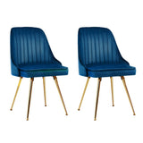 darrahopens Furniture > Dining Artiss Set of 2 Dining Chairs Retro Chair Cafe Kitchen Modern Metal Legs Velvet Blue