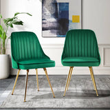 darrahopens Furniture > Dining Artiss Set of 2 Dining Chairs Retro Chair Cafe Kitchen Modern Metal Legs Velvet Green
