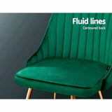 darrahopens Furniture > Dining Artiss Set of 2 Dining Chairs Retro Chair Cafe Kitchen Modern Metal Legs Velvet Green