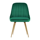 darrahopens Furniture > Dining Artiss Set of 2 Dining Chairs Retro Chair Cafe Kitchen Modern Metal Legs Velvet Green