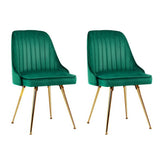 darrahopens Furniture > Dining Artiss Set of 2 Dining Chairs Retro Chair Cafe Kitchen Modern Metal Legs Velvet Green