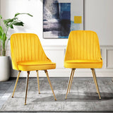 darrahopens Furniture > Dining Artiss Set of 2 Dining Chairs Retro Chair Cafe Kitchen Modern Metal Legs Velvet Yellow