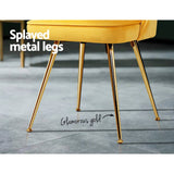 darrahopens Furniture > Dining Artiss Set of 2 Dining Chairs Retro Chair Cafe Kitchen Modern Metal Legs Velvet Yellow