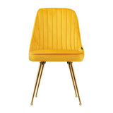 darrahopens Furniture > Dining Artiss Set of 2 Dining Chairs Retro Chair Cafe Kitchen Modern Metal Legs Velvet Yellow