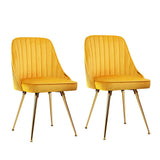 darrahopens Furniture > Dining Artiss Set of 2 Dining Chairs Retro Chair Cafe Kitchen Modern Metal Legs Velvet Yellow