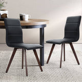 darrahopens Furniture > Dining Artiss Set of 2 Dining Chairs Retro Chair New metal Legs High Back PU Leather Black
