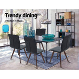 darrahopens Furniture > Dining Artiss Set of 2 Dining Chairs Retro Chair New metal Legs High Back PU Leather Black