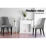 darrahopens Furniture > Dining Artiss Set of 2 Fabric Dining Chairs - Grey