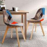 darrahopens Furniture > Dining Artiss Set of 2 Retro Beech Fabric Dining Chair - Multi Colour