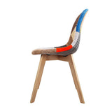 darrahopens Furniture > Dining Artiss Set of 2 Retro Beech Fabric Dining Chair - Multi Colour