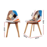 darrahopens Furniture > Dining Artiss Set of 2 Retro Beech Fabric Dining Chair - Multi Colour