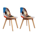 darrahopens Furniture > Dining Artiss Set of 2 Retro Beech Fabric Dining Chair - Multi Colour