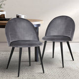 darrahopens Furniture > Dining Artiss Set of 2 Velvet Modern Dining Chair - Dark Grey
