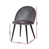 darrahopens Furniture > Dining Artiss Set of 2 Velvet Modern Dining Chair - Dark Grey