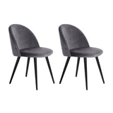 darrahopens Furniture > Dining Artiss Set of 2 Velvet Modern Dining Chair - Dark Grey