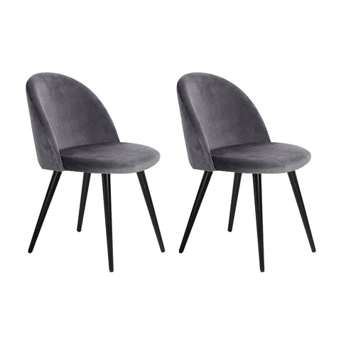 darrahopens Furniture > Dining Artiss Set of 2 Velvet Modern Dining Chair - Dark Grey