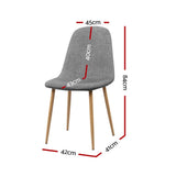 darrahopens Furniture > Dining Artiss Set of 4 Adamas Fabric Dining Chairs - Light Grey