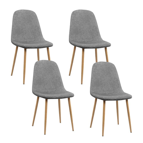 darrahopens Furniture > Dining Artiss Set of 4 Adamas Fabric Dining Chairs - Light Grey