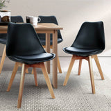darrahopens Furniture > Dining Artiss Set of 4 Padded Dining Chair - Black