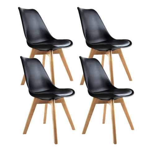 darrahopens Furniture > Dining Artiss Set of 4 Padded Dining Chair - Black
