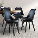 darrahopens Furniture > Dining Artiss Set of 4 Retro Padded Dining Chair - Black
