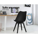 darrahopens Furniture > Dining Artiss Set of 4 Retro Padded Dining Chair - Black