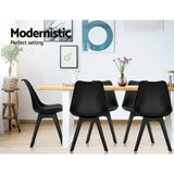 darrahopens Furniture > Dining Artiss Set of 4 Retro Padded Dining Chair - Black