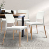 darrahopens Furniture > Dining Artiss Set of 4 Wooden Stackable Dining Chairs - White