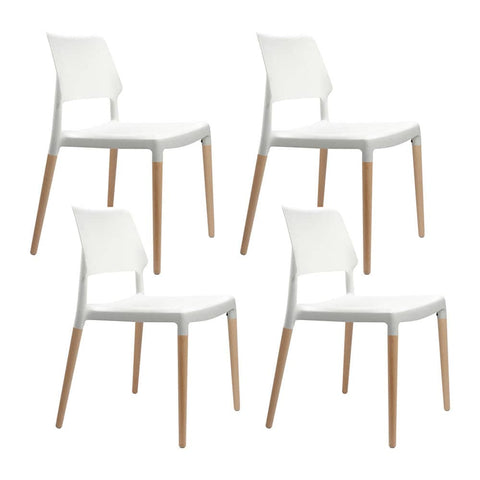 darrahopens Furniture > Dining Artiss Set of 4 Wooden Stackable Dining Chairs - White