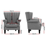darrahopens Furniture > Dining Artiss Upholstered Fabric Armchair Accent Tub Chairs Modern seat Sofa Lounge Grey