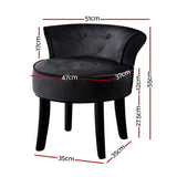 darrahopens Furniture > Dining Artiss Velvet Vanity Stool Backrest Stools Dressing Table Chair Makeup Bedroom Black