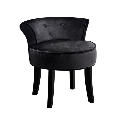 darrahopens Furniture > Dining Artiss Velvet Vanity Stool Backrest Stools Dressing Table Chair Makeup Bedroom Black