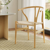 Darrahopens Furniture > Dining Artiss Wishbone Dining Chairs Ratter Seat Solid Wood Frame Cafe Lounge Chair