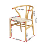 Darrahopens Furniture > Dining Artiss Wishbone Dining Chairs Ratter Seat Solid Wood Frame Cafe Lounge Chair
