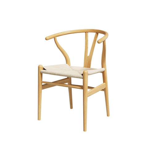 Darrahopens Furniture > Dining Artiss Wishbone Dining Chairs Ratter Seat Solid Wood Frame Cafe Lounge Chair